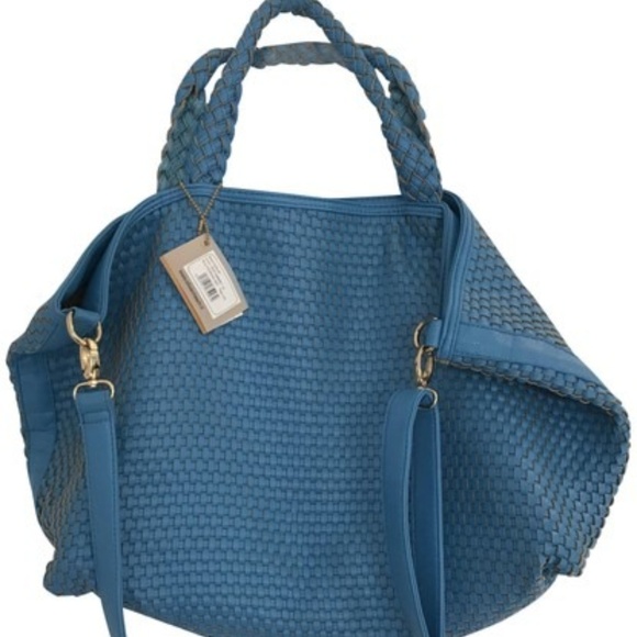 Handbags - Blue woven bag with long strap Handbags - Blue woven bag with long strap